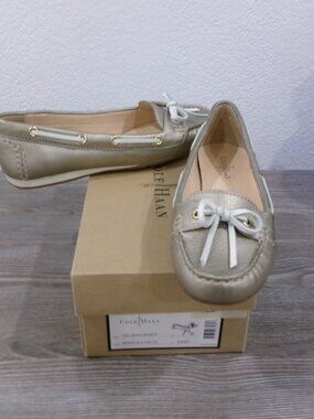 New Cole Haan " Tali II "  Gold Leather Boat Shoes 7.5 New in Box